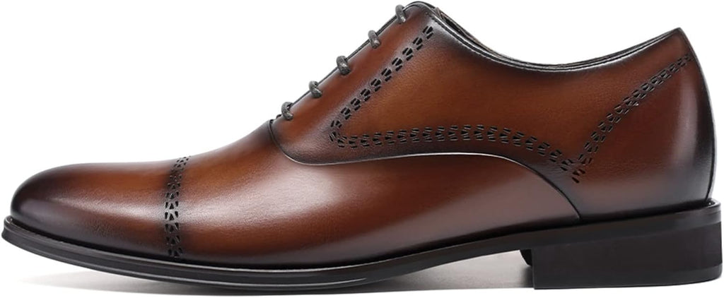Men Oxford Height Increasing  Shoes Tuxedo Dress Shoes Genuine Leather 3.15'' Taller