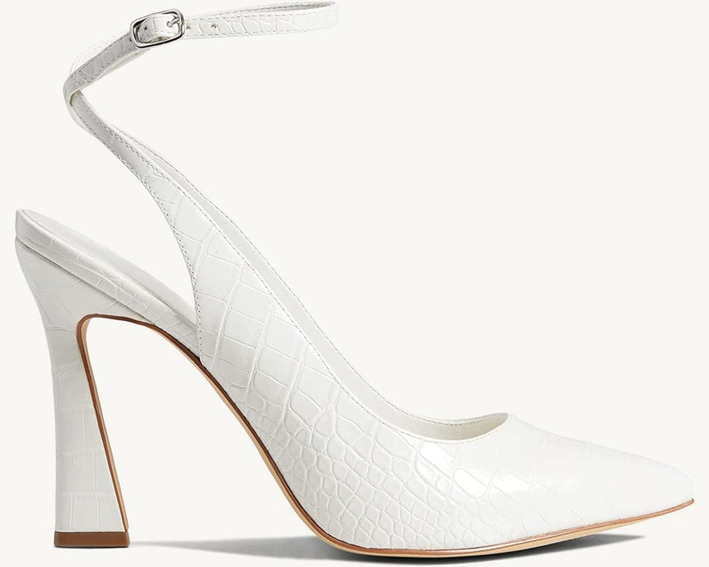 Women's Closed Toe Ankle Strap Heels Pointed Toe Pumps Shoes Slingback High Heel Wedding Dress Shoes