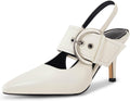 Women's Slingback Pumps Closed Pointed Toe High Heels Belt Buckle Strap Dressy Work Shoes