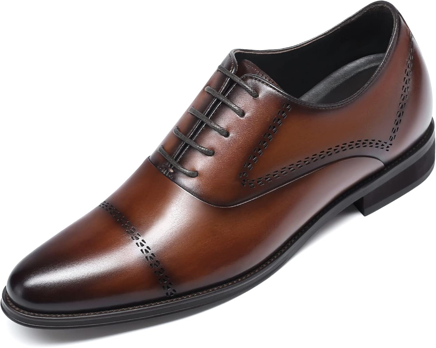 Men Oxford Height Increasing  Shoes Tuxedo Dress Shoes Genuine Leather 3.15'' Taller