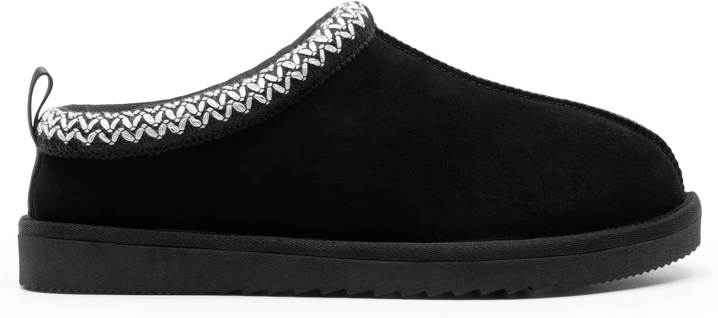 Men Fuzzy Cozy Slippers Genuine Suede Indoor Outdoor Home Comfy Winter Slip On Cute Warm Memory Foam Furry Shoes