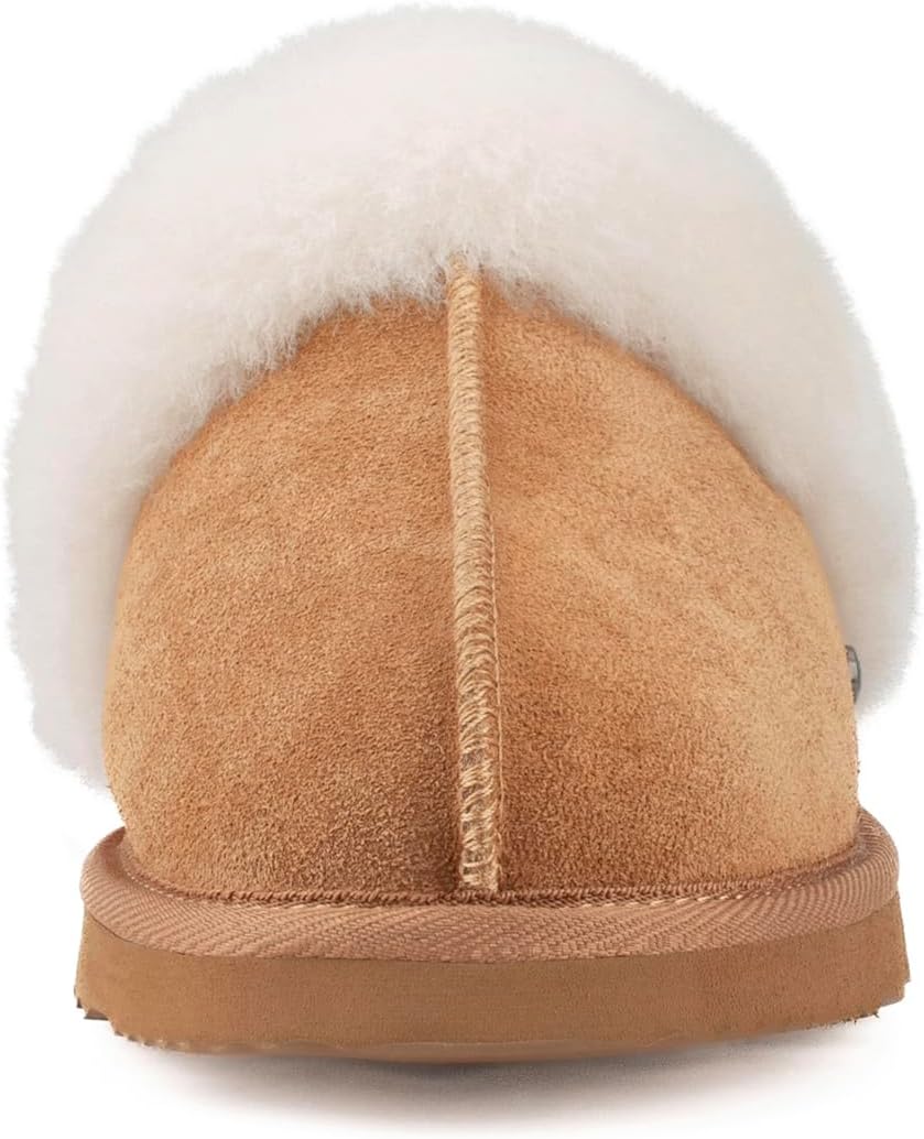 Women Sheepskin House Slippers Indoor Outdoor Shearling Shoes for Women