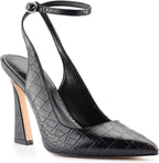 Women's Closed Toe Ankle Strap Heels Pointed Toe Pumps Shoes Slingback High Heel Wedding Dress Shoes