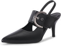 Women's Slingback Pumps Closed Pointed Toe High Heels Belt Buckle Strap Dressy Work Shoes