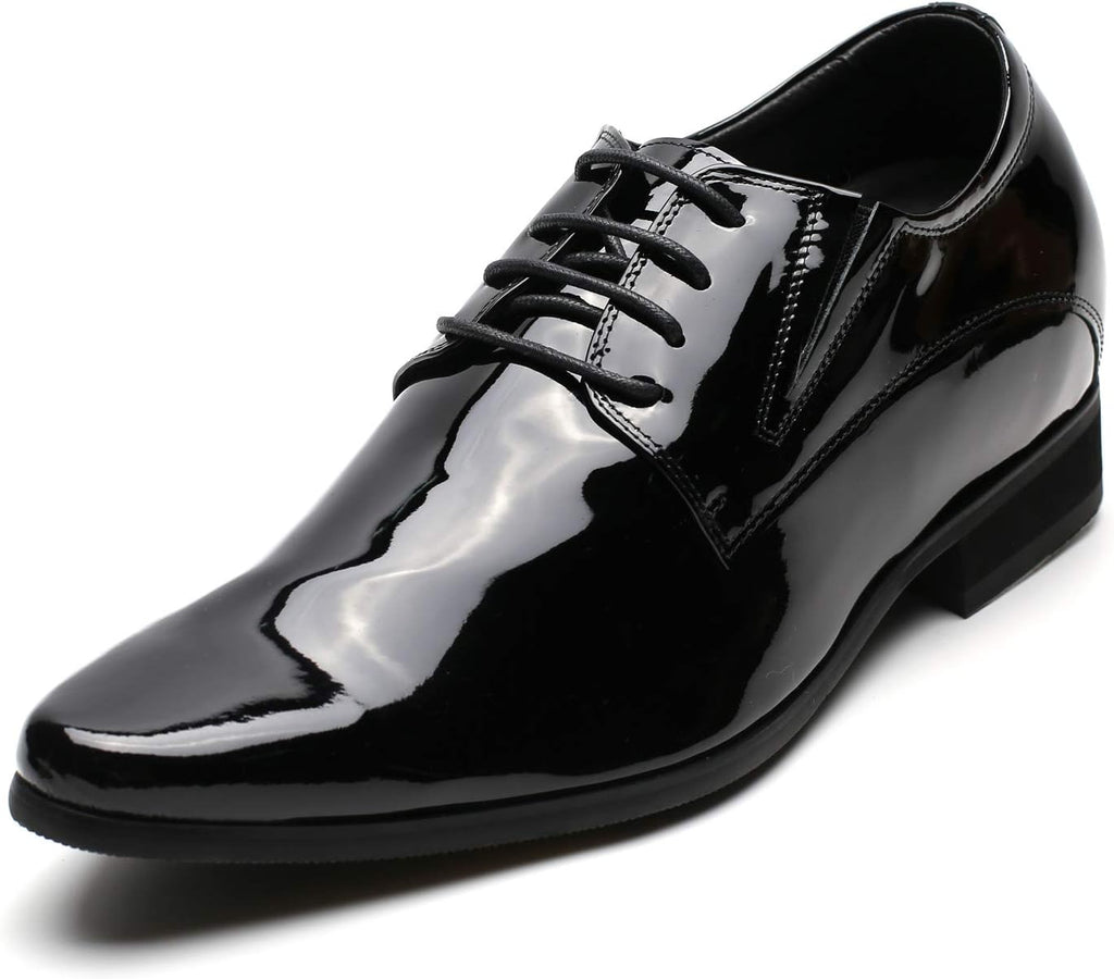 Men Oxford Height Increasing  Shoes Tuxedo Dress Shoes Genuine Leather 3.15'' Taller
