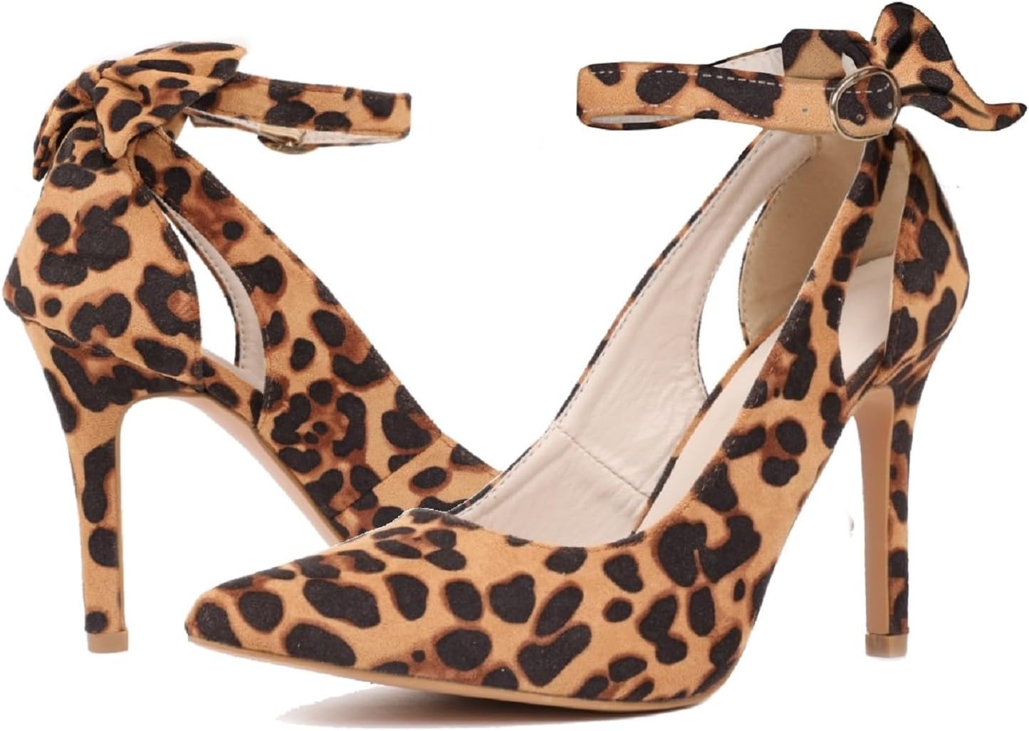 Women's Pointed Toe High Heels Ankle Strap  Pumps Shoes Bow Wedding Bowtie Back Dress Sandals