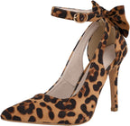 Women's Pointed Toe High Heels Ankle Strap  Pumps Shoes Bow Wedding Bowtie Back Dress Sandals