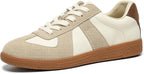 Fashion Sneakers Women,Leather Casual Lace Up Retro  Sneakers,Comfortable Tennis Runnig Trainer Shoes