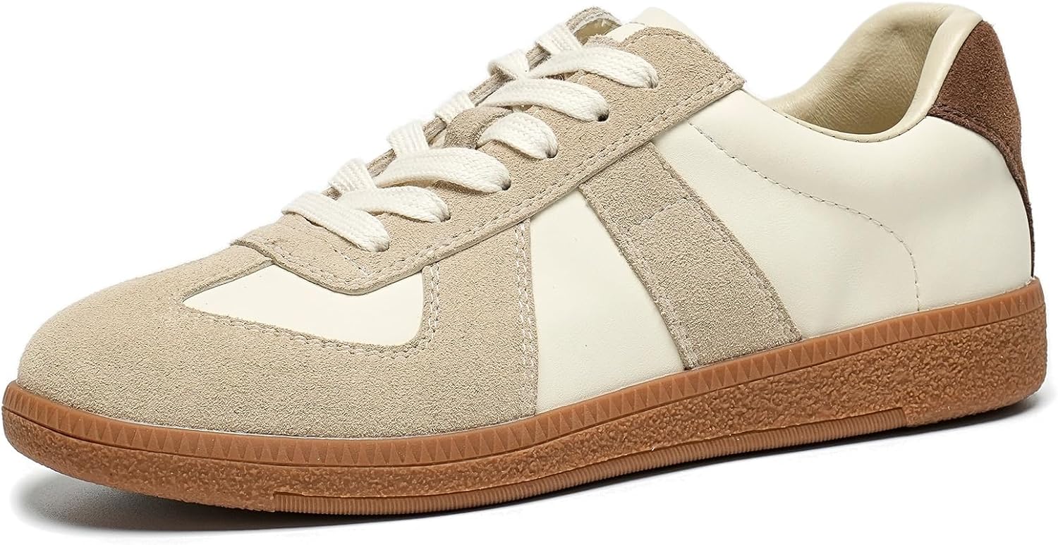Fashion Sneakers Women,Leather Casual Lace Up Retro  Sneakers,Comfortable Tennis Runnig Trainer Shoes