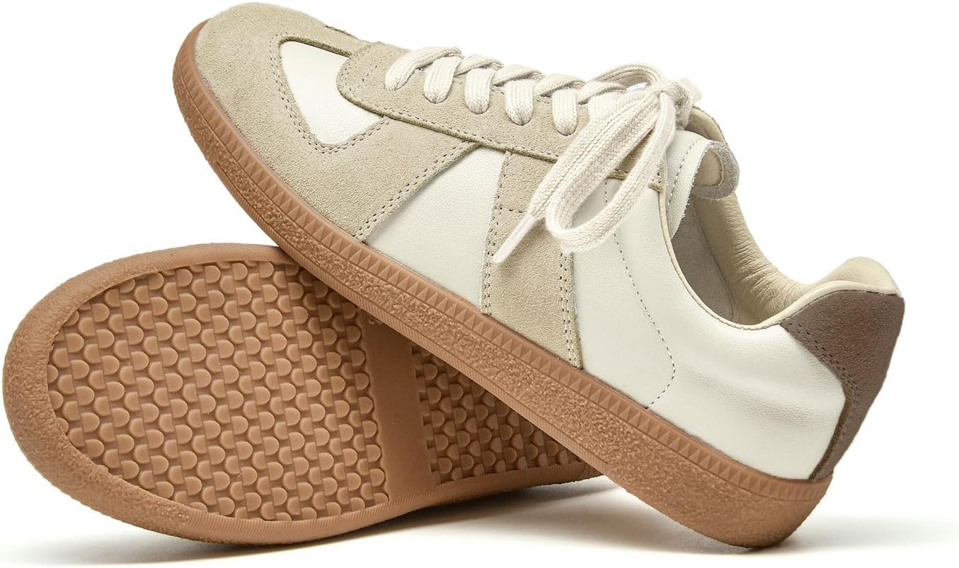 Fashion Sneakers Women,Leather Casual Lace Up Retro  Sneakers,Comfortable Tennis Runnig Trainer Shoes