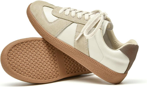 Fashion Sneakers Women,Leather Casual Lace Up Retro  Sneakers,Comfortable Tennis Runnig Trainer Shoes