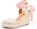 Women's Summer Espadrille Heel Platform Wedge Sandals Ankle Buckle Strap Closed Toe Shoes