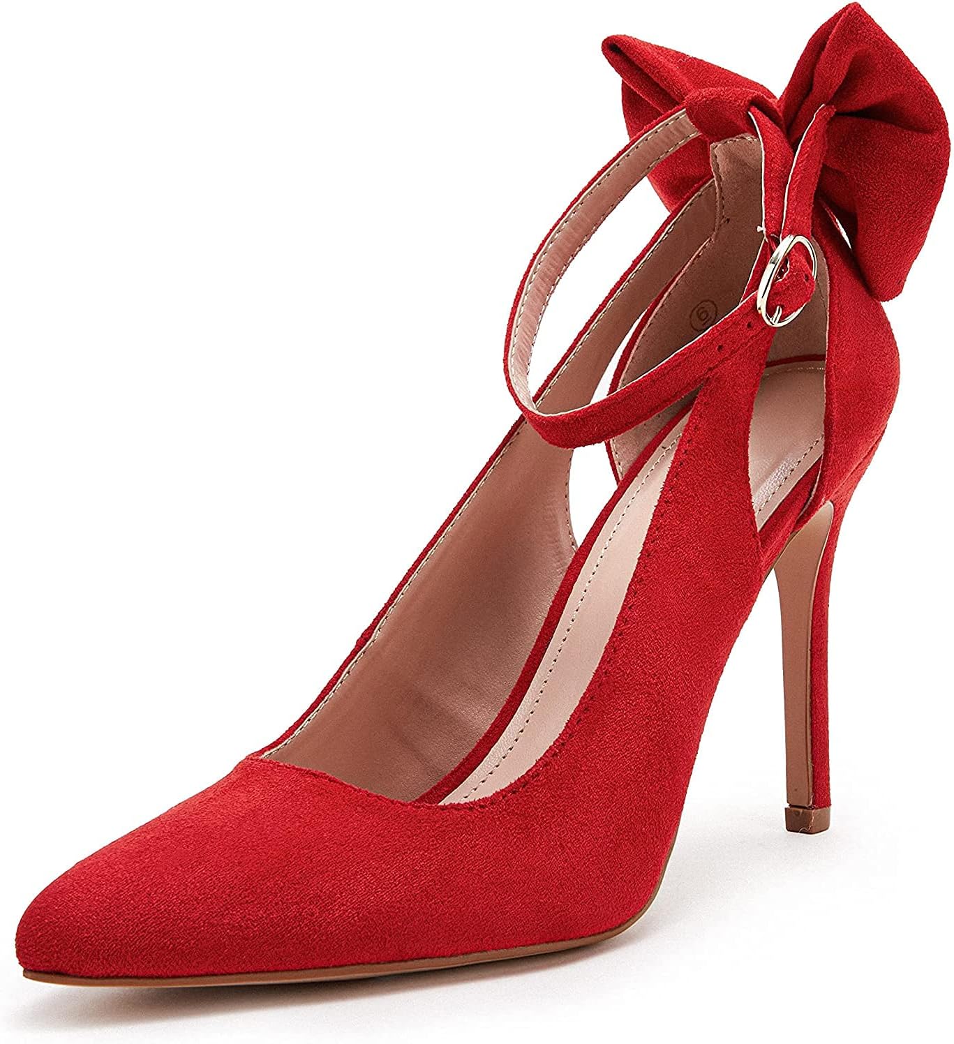 Women's Pointed Toe High Heels Ankle Strap  Pumps Shoes Bow Wedding Bowtie Back Dress Sandals