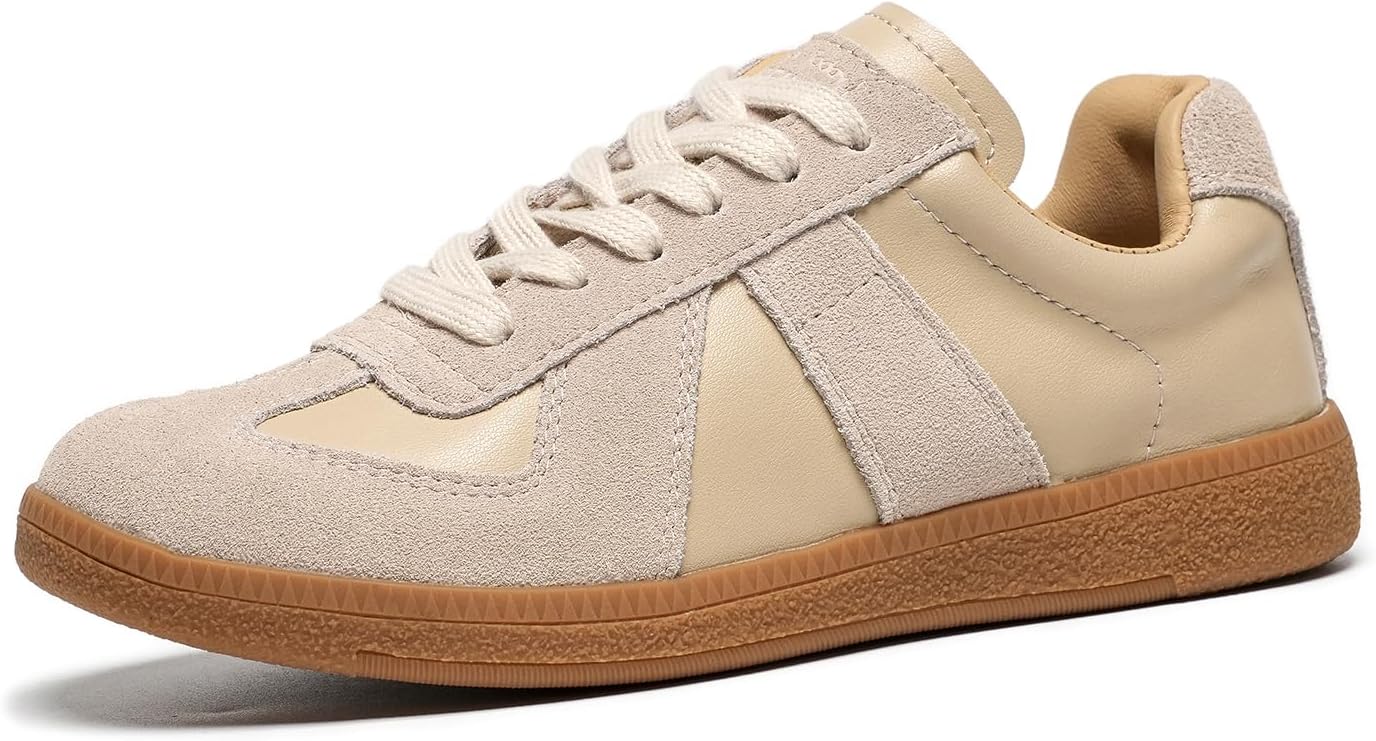 Fashion Sneakers Women,Leather Casual Lace Up Retro  Sneakers,Comfortable Tennis Runnig Trainer Shoes