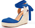 Women's Summer Espadrille Heel Platform Wedge Sandals Ankle Buckle Strap Closed Toe Shoes