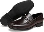 Men Casual Dress Shoes, Premium Leather Formal Buckle Dress Loafers