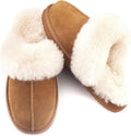 Women Sheepskin House Slippers Indoor Outdoor Shearling Shoes for Women