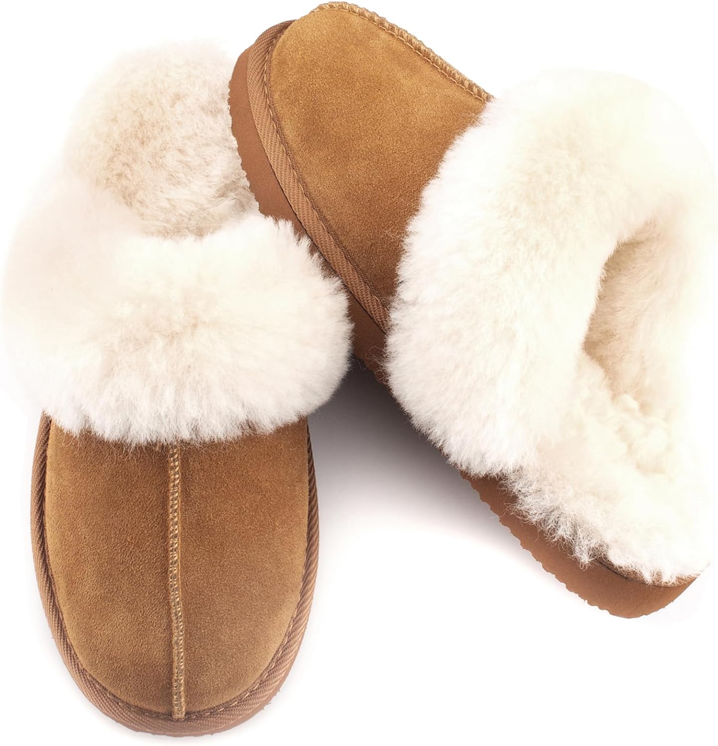 Women Sheepskin House Slippers Indoor Outdoor Shearling Shoes for Women