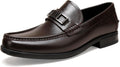 Men Casual Dress Shoes, Premium Leather Formal Buckle Dress Loafers