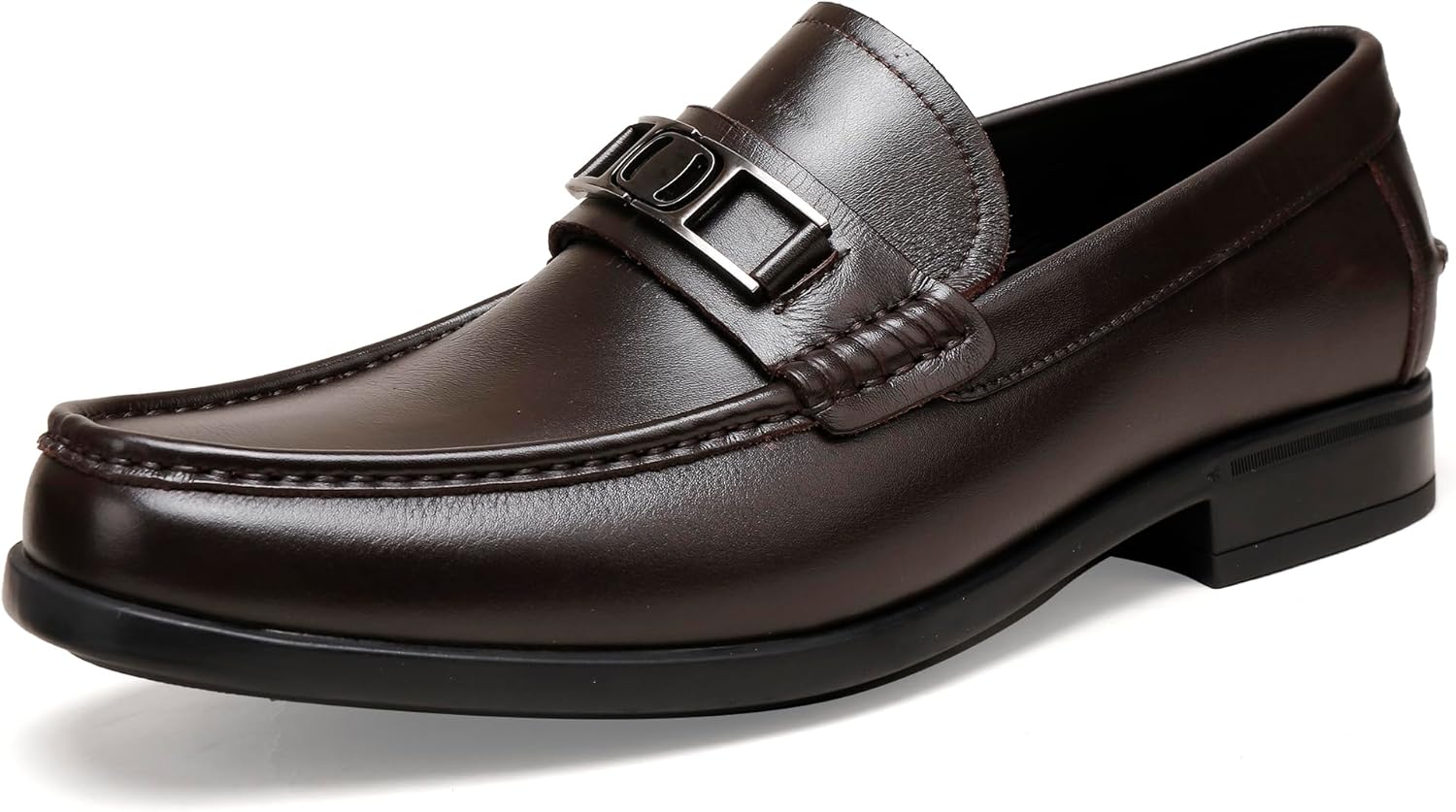Men Casual Dress Shoes, Premium Leather Formal Buckle Dress Loafers