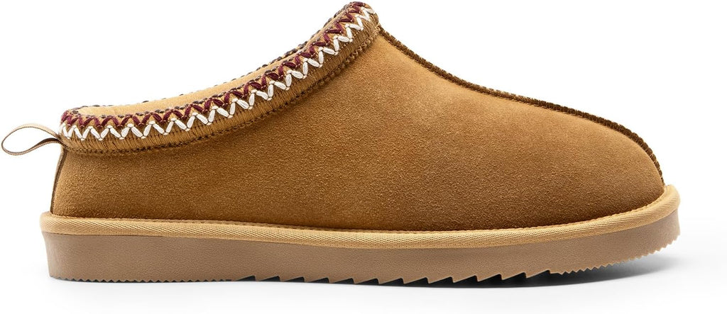 Men Fuzzy Cozy Slippers Genuine Suede Indoor Outdoor Home Comfy Winter Slip On Cute Warm Memory Foam Furry Shoes