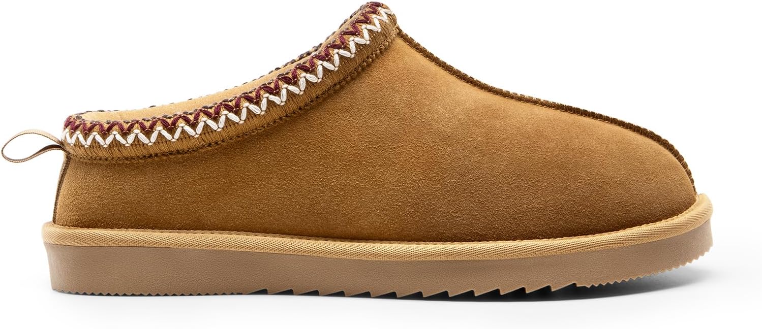 Men Fuzzy Cozy Slippers Genuine Suede Indoor Outdoor Home Comfy Winter Slip On Cute Warm Memory Foam Furry Shoes