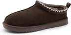 Men Fuzzy Cozy Slippers Genuine Suede Indoor Outdoor Home Comfy Winter Slip On Cute Warm Memory Foam Furry Shoes