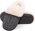 Warm Knit House Slippers for Women Comfy Fleece Lined Chenille Slippers with Memory Foam and Indoor Outdoor Soles