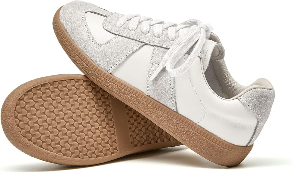 Fashion Sneakers Women,Leather Casual Lace Up Retro  Sneakers,Comfortable Tennis Runnig Trainer Shoes