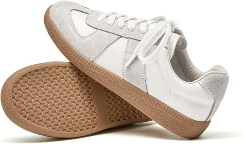 Fashion Sneakers Women,Leather Casual Lace Up Retro  Sneakers,Comfortable Tennis Runnig Trainer Shoes