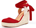 Women's Summer Espadrille Heel Platform Wedge Sandals Ankle Buckle Strap Closed Toe Shoes