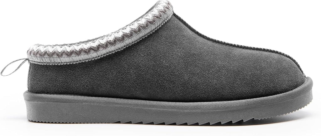 Men Fuzzy Cozy Slippers Genuine Suede Indoor Outdoor Home Comfy Winter Slip On Cute Warm Memory Foam Furry Shoes