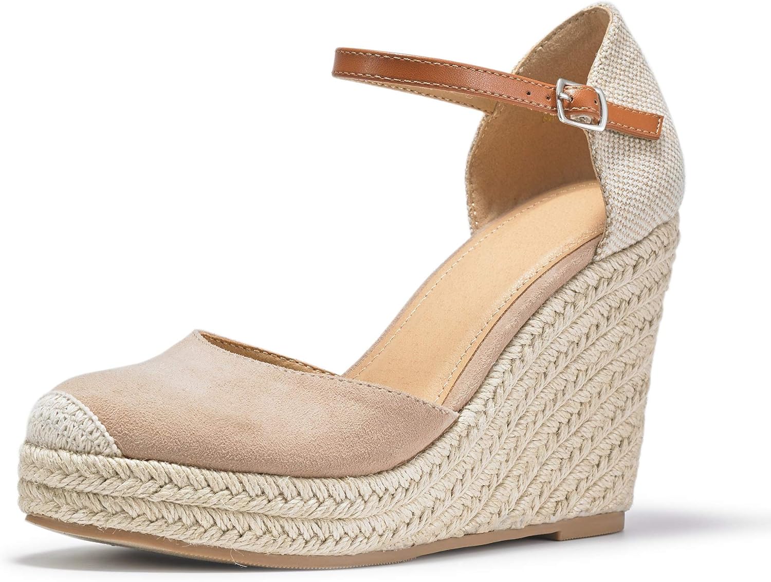 Women's Summer Espadrille Heel Platform Wedge Sandals Ankle Buckle Strap Closed Toe Shoes