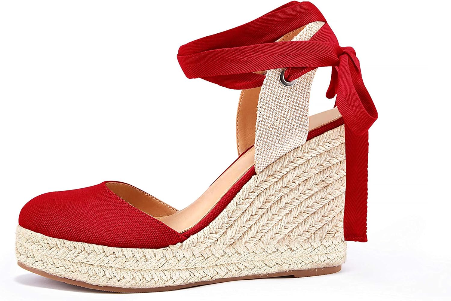 Women's Summer Espadrille Heel Platform Wedge Sandals Ankle Buckle Strap Closed Toe Shoes