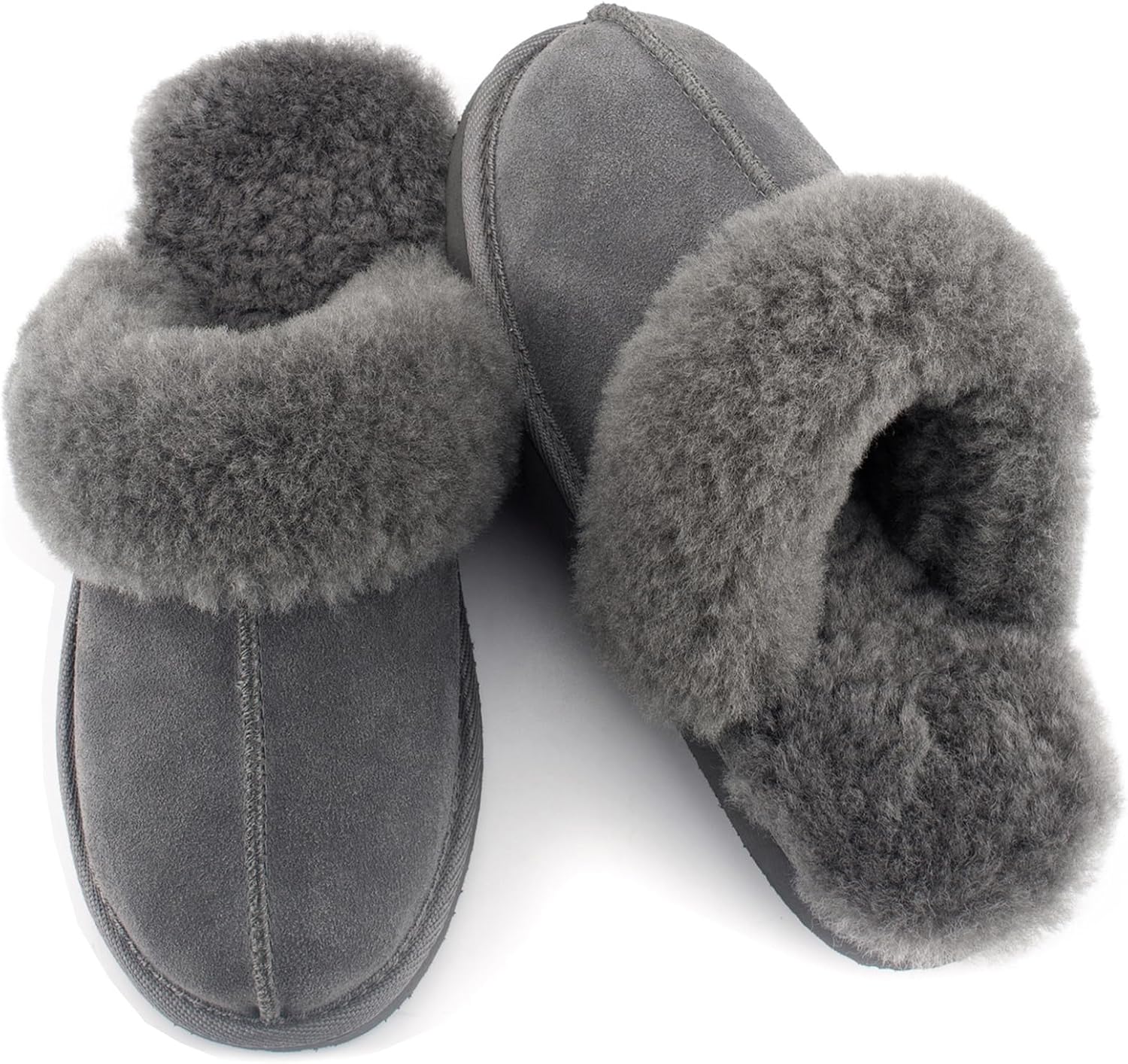 Women Sheepskin House Slippers Indoor Outdoor Shearling Shoes for Women